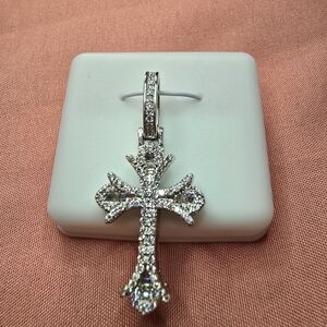NWT - 925 Sterling Silver Cross, Iced - Out In VVSD1 Moisanite